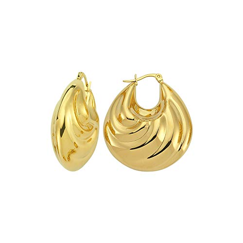 Boucles d'oreilles créoles plaqué or 14k au design huître raffiné