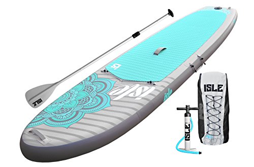 ISLE 11' Scout - Inflatable Stand Up Paddle Board - 6” Thick iSUP and Bundle Accessory Pack - Durable and Lightweight - Stable Wide Stance - Up to 240 lbs Capacity (Aqua 2017)