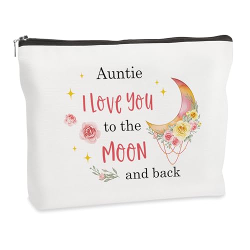WRNZL Auntie Christmas Gifts Auntie Stocking Fillers Mothers Day Birthday Valentines Day New Year Easter Halloween Thank You Thanksgiving Retirement Gifts for Aunty Best Special Presents Makeup Bag