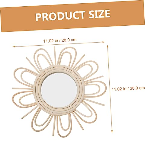 Miroir de maquillage en rotin tressé main pour reflet net - 4
