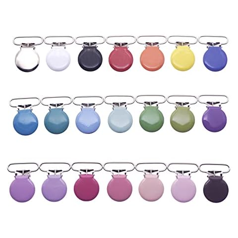 Sutoyuen 42pcs 1" Suspender Clips Metal Round Pacifier Clips Dummy Holder for Making Pacifier Chain Bib Bed Sheet Holder DIY Jewelry Accessories Cover