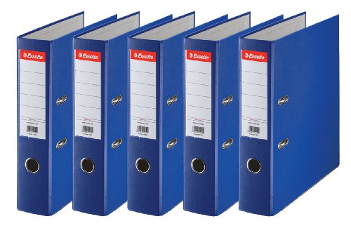 Esselte Essentials, A4 Lever Arch File, 75 mm Spine, 500 Sheets Capacity, PP, Plastic Cover, File Folder, Blue, Pack 5, 23989