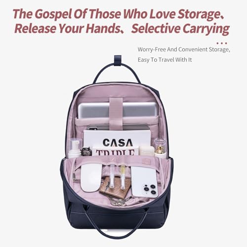 Image of Chantria Casual Backpack for Women Stylish 13L Small Backpack fit 14 inch Laptop Compact Daypack Polyester Multi-pockets for Office Casual and Shopping,Black