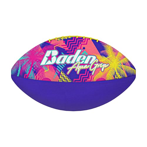 Baden, Aquagrip, Soft Neoprene Cover Swimming Pool Football, Size 6, Purple/Yellow Electric Palm