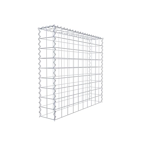 GABIONA Cesta de piedra de gavión rectangular, malla de 10 x 10 cm, profundidad de 20 cm, cesta de cultivo tipo 3, cierre de espiral, galvanizado (100 x 90 x 20 cm)