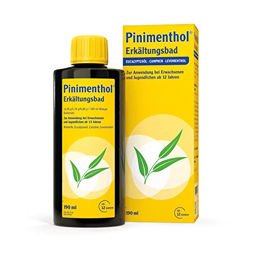 Pinimenthol Erkältungsbad | 190 ml | Badezusatz mit ätherischen Ölen | Eucalyptusöl Menthol & Campher wirken befreiend bei Erkältung | Erkältungsbad für alle ab 12 Jahren