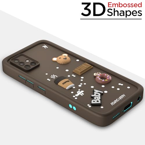 Image of Pikkme Back Cover for Samsung Galaxy A51 | 3D Cartoon Silicone Case Cute & Fun Full Protective Bumper Cover (Brown)