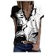 yuwo T-shirt da donna casual con scollo a V e scollo a V, Nero , S
