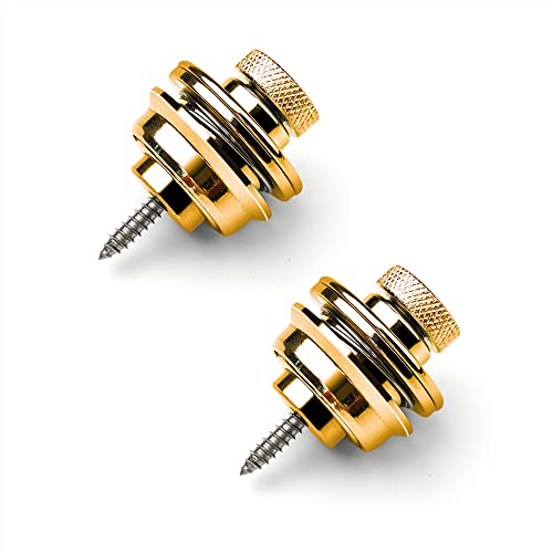 Boutons de Sangle de Guitare, Verrous pour Sangle de Guitare, Serrures de Sangle Guitare, Sangle de Guitare Bouton Serrures, Pour Acoustique Guitare Electrique Basse Acoustique, 2 pièces, Or Cover