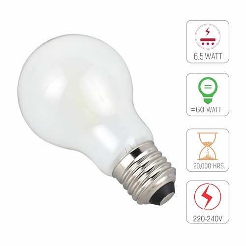 TEKLED® A60 GLS NONDIMMABLE Filament LED Bulbs | E27 Edison Screw | A19 Energy Saving 6.5W Light White Glass Bulb 60W Incandescent Bulb Equivalent | 6500K 890LM | 4-Pack | Cool Daylight - Image 2