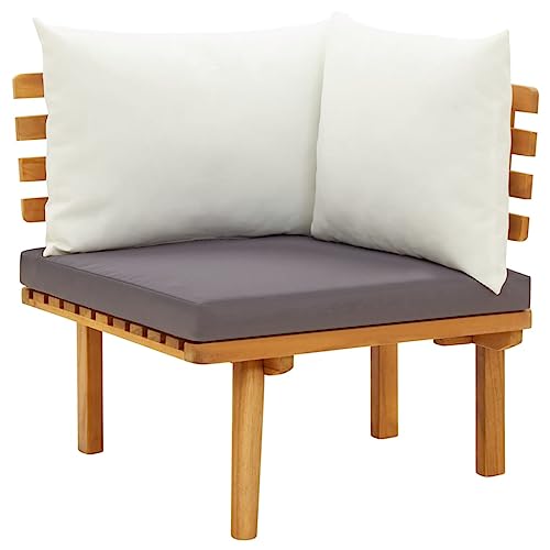 vidaXL Akazienholz Massiv Garten Ecksofa mit Auflagen Gartensofa Sofa Gartensessel Sessel Gartenmöbel Lounge Einzelsofa Sitzgruppe