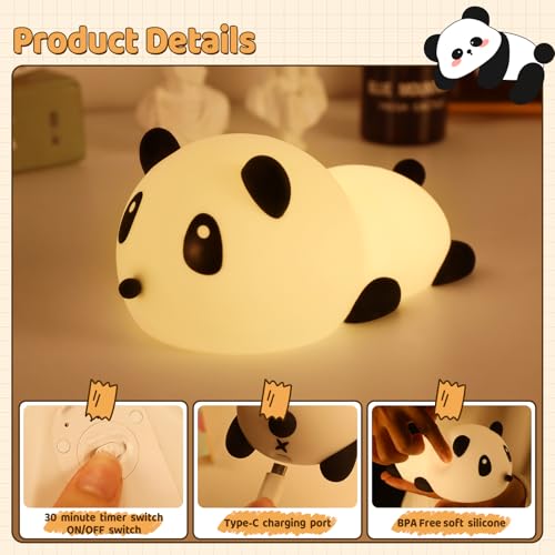Image of Nursery Night Light 7-Color: Silicone Squishy Nightlights For Kids With Usb Rechargeable Cute Baby Light Decorative Room LED Lamp- Gifts For Children Toddler, White