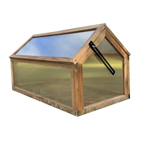 Selections Wooden Framed Polycarbonate Apex Cold Frame Growhouse Mini Greenhouse with Hinged Top