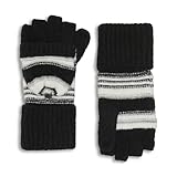 Calvin Klein Women's Textured Stripe Flip Top Mittens, Black, One Size
