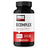 FORCE FACTOR Vitamin B Complex to Support Energy, Vitality, and Heart Health, Includes Vitamin B1, Vitamin B2, Vitamin B3, Vitamin B6, Vitamin B12, and More, Vegan, Non-GMO, 60 Vegetable Capsules