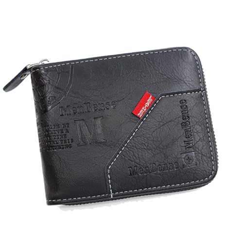 MOANATURA Carteras para Hombre con Monedero. Billeteras para Hombre con Tarjetero. Cuero PU Billetera de Caballero con Cierre Cremallera. (Cuero PU, Negro)