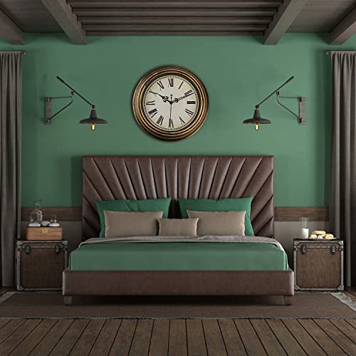 Diyzon Vintage Wall Clock, 12'' Retro Silent Non Ticking Classic Clocks, Roman Numerals Easy To Read, Quality Quartz Clock Battery Operated, Decorative Bedroom, Kitchen, Office #TOP6