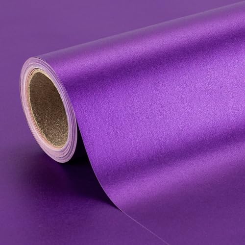MAYPLUSS Purple Wrapping Paper Roll - 17Inch X 32.8Feet - Metallic Purple Wrapping Paper Pearly-lustre Wrapping Sheets Holiday Gift Wrap for Birthday, Baby Shower, Christmas, Anniversary, Party