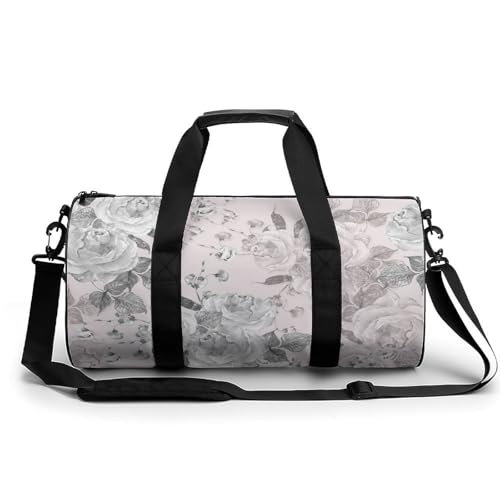 Sac de sport gym fleur blanche grise pour ranger facilement toutes vos affaires de rechange