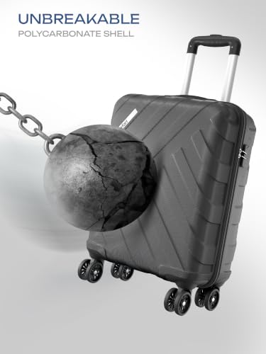 Image of Safari Cabin Voro 55cm Trolley Bag Hard Case Polypropylene, 8 Spinner Wheels, 360 Degree Wheeling Carry on Luggage, Travel Bag, Suitcase for Travel, Trolley Bags for Travel, Gunmetal