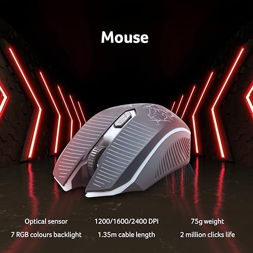 Acer 4 in 1 Wired Gaming Combo, 7 Color LED Backlit Keyboard, RGB Mouse (1200/1600/2400 DPI), Premium Gaming Headset (50mm Driver, 120dB) with Mixed Light Effect, Fabric Weave Mousepad (Black) 5