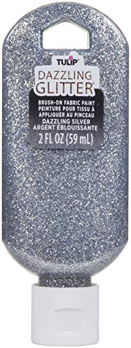 TULIP 401-40197 Dazzling Glitter Brush-On Fabric Paint 2oz-Silver