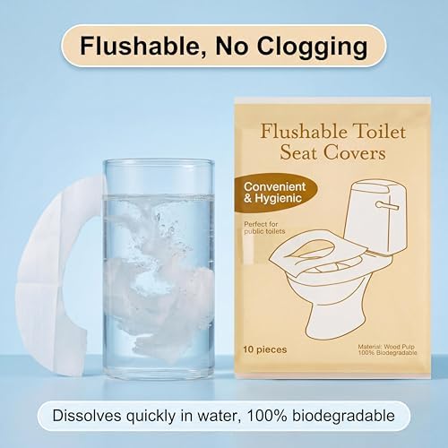 Flushable Toilet Seat Covers 40 Pack, Disposable Biodegradable Paper Toilet Seat Covers for Travel, Public Restrooms, Airplane, Camping & Kids Potty Training - 5