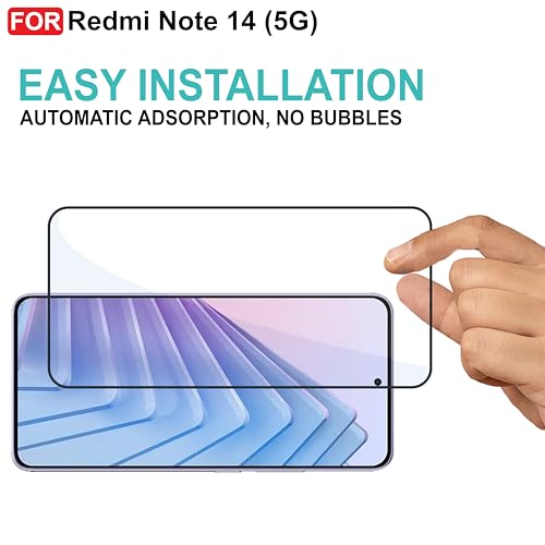 Image of CEDO Tempered Glass for Redmi Note 14 / Note 14 SE (5G) | Screen Protector Full HD Quality Tempered Glass Anti-Scratch Edge to Edge Coverage with Easy Installation Kit (Black)