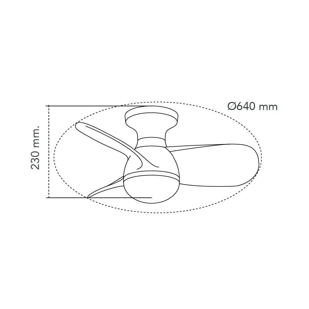 wonderlamp Ventilador de techo pequeño ø64cm silencioso LED Mancado Blanco CCT 3000-4000-6000K, Intensidad Regulable 20W