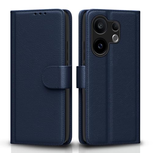 Image of Pikkme Flip Cover for Vivo V60 5G / Vivo T4 Pro 5G Leather Finish | Inside TPU with Card Pockets | Wallet Stand and Shock Proof | Complete Protection Flip Case(Blue)