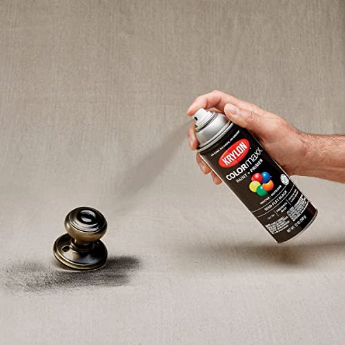 Image of Krylon K05578007 COLORmaxx Spray Paint and Primer for Indoor /Outdoor Use, Semi-Flat Black , 12 Ounce (Pack of 1)