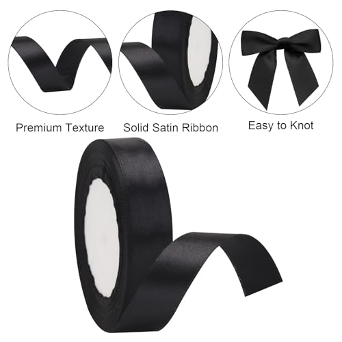 G2PLUS Black Satin Ribbons 20mm: 22M Thick Fabric Gift Wrap Ribbons for Crafting, Halloween Party Decoration - Image 3