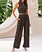BTFBM Summer Outfits For Women 2026 Cropped Sleeveless Tank Tops Wide Leg Pants 2 Piece Sets Beach Lounge Set Clothing(Coffee, Medium)