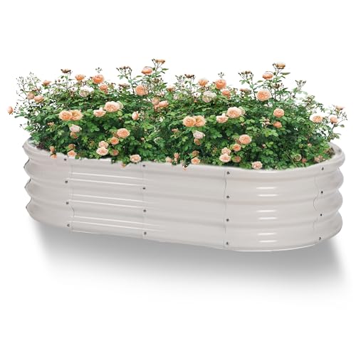 プランター 大型 幅120 奥行60 高さ28cm レイズドベッド 家庭菜園 亜鉛メッキ ガーデンボックス ガーデニング ガーデンベッド ガーデンフレーム 屋外 金属製 野菜 花 果物栽培用 腐敗にくい 耐久性 組立簡単 (白色, 120*60*28cm)