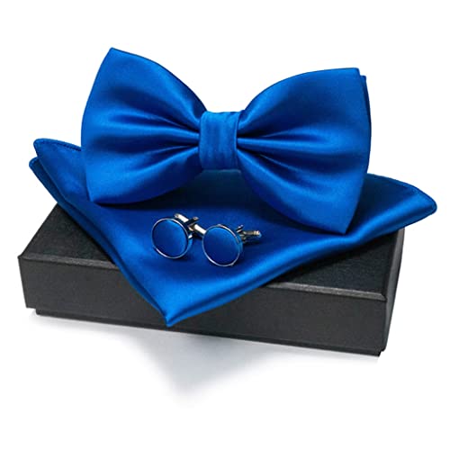 Set de corbata de moño para hombre con gemelos y pañuelo