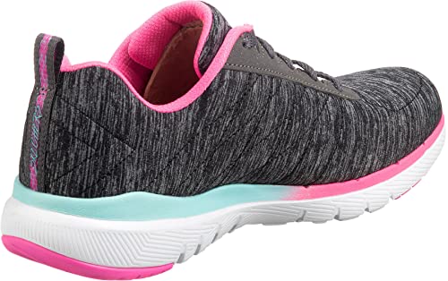 Skechers Skechers Women's Flex Appeal 3.0-Reinall Trainers, Black Mesh Pink Blue Trim