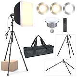 LINCO Lincostore Softbox Photography Lighting Kit 16'' x 16'' Professional Softbox Lighting Kit with 85W 3000-6500K LED Bulbs, Studio Lights for Photography/Video Recording/Live Streaming