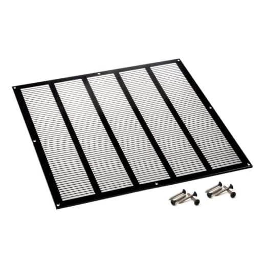 500x500mm Schwarz Lüftungsgitter aus Stahlblech mit Insektenschutz - Wetterschutzgitter Zuluft Abluft Gitter