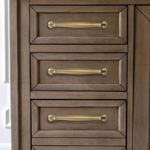 khtumeware 2 Pack 5 Inch(128mm) Brushed Brass Cabinet Pulls Warm Gold Cabinet Handles Heavy Duty Solid Cabinet Hardware for Cupboard Drawer Pulls Dresser Handle by khtumeware - Image 6
