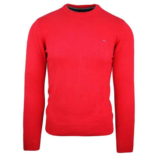 Eden Park Tango Cotton Plain Sweater Long Sleeve Red Mens Pullover PPKNIPUE003