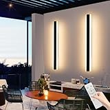 Mikeru 2Pack Outdoor Wall Lights, 100CM Dimmable LED Garden Wall Light 10% to 100% 3 Color Outdoor Wall Lamp with Remote Control 3000K/4500K/6000K Hard Wired Lighting 35W for Exterior, Villa