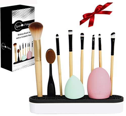 Spot On Makeup 11 Pcs Makeup Brush Set With A Silicone Stand Organizer. Different Sized Brushes. Gift For A Women ! #TOP27