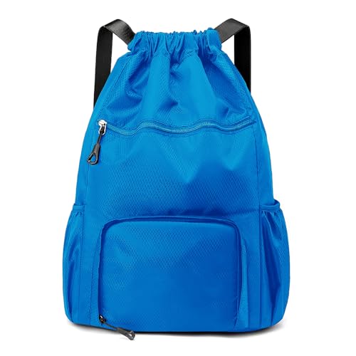 Image of Sports Drawstring Backpack Gym Sack with Shoe Compartment, Durable Oxford Fabric, Wet-Proof Pocket, Water-Resistant Cinch Bag for Men & Women, Foldable & Spacious Athletic Sackpack for Travel Fitness