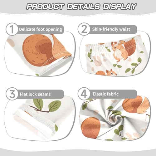 Squirrels Oak Girls Leggings,Workout Leggings for Girls Toddler Athletic Legging Size for 3-10T3