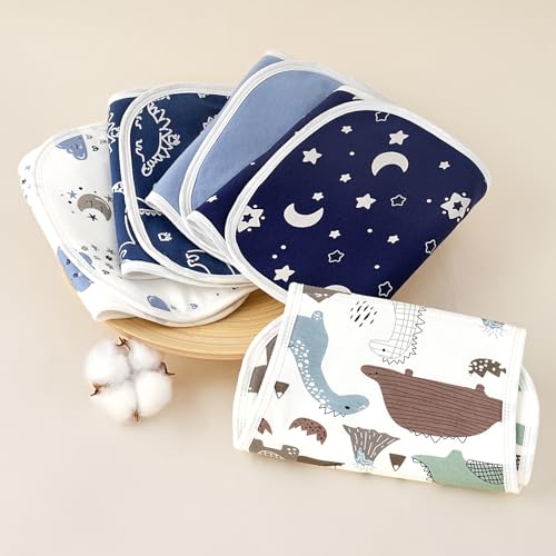 Yoofoss Baby Burp Cloths 100% Organic Cotton 5 Pack Burping Cloths for Babies Boys Girls Large 21\'\'X10\'\' Extra Soft and Absorbent Dinosaur