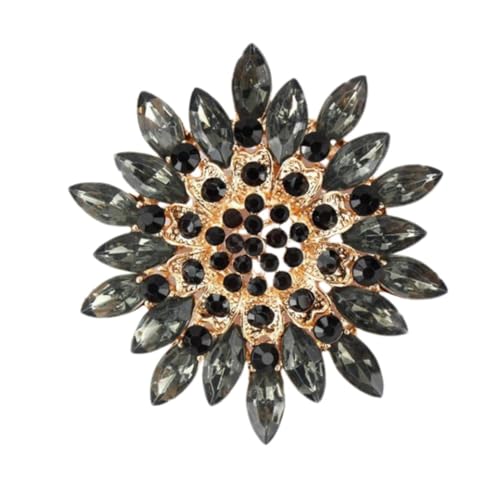Image of Colorful Rhinestone Crystal Sunflower Brooch Pin for Women Dress Hat Decoration