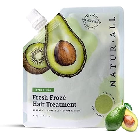 NaturAll 4 Oz. Deep Conditioning Hair Mask - Hydrating Ice Cream Treatment for Dry, Damaged Hair Growth - Ideal for All Hair Types (Avocado & Kiwi) Cover