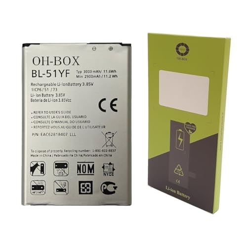 OH-BOX® Bateria Compatible con LG BL-51YF Modelos G4, G4 Stylus, G4 Dual