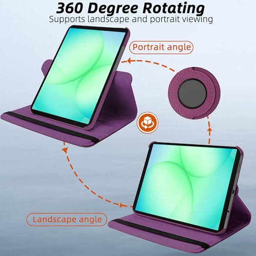 Image of TGK 360 Rotatable Smart Flip Cover for Samsung Galaxy Tab A11 8.7 Inch Case 2025 / Galaxy Tab A9 8.7 Inch 2023 (Purple)