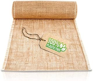 HappyNaps® Burlap Table Runner  Vintage Table Decoration - Natural Jute Table Runner  10 Metre Long Roll  30 cm Wide  Double Reinforced Seams to Prevent Fraying